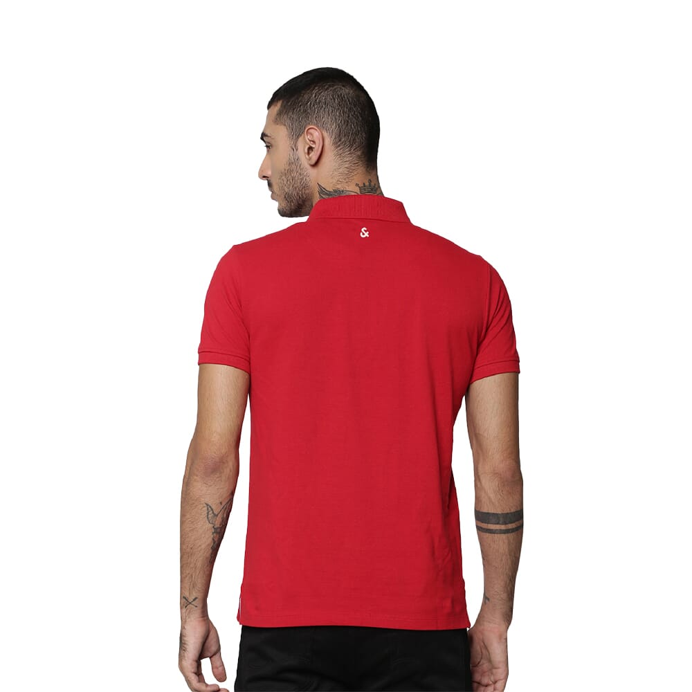 Jack & Jones Plain Polo T-Shirt- Red